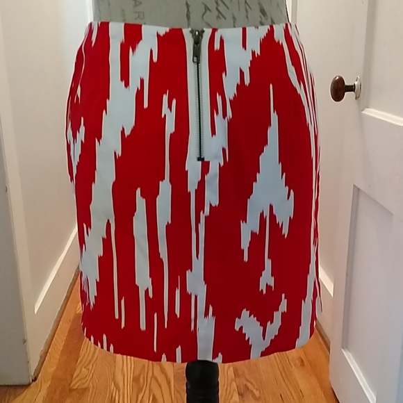 🎀J Crew red and white stretch mini skirt Sz 2 - Picture 2 of 5